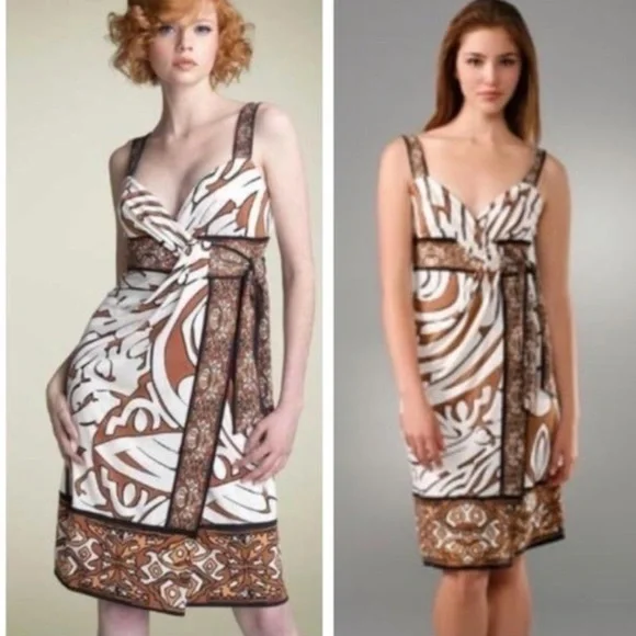 Diane Von Furstenberg SILK Brown and White Dress - Picture 2 of 8